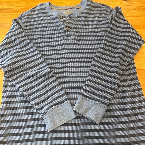Outdoor life Thermal Henley Blue Stripe Mens L - Picture 3 of 6